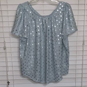 Lauren Conrad Blue Grey Blouse w/ Silver Accents